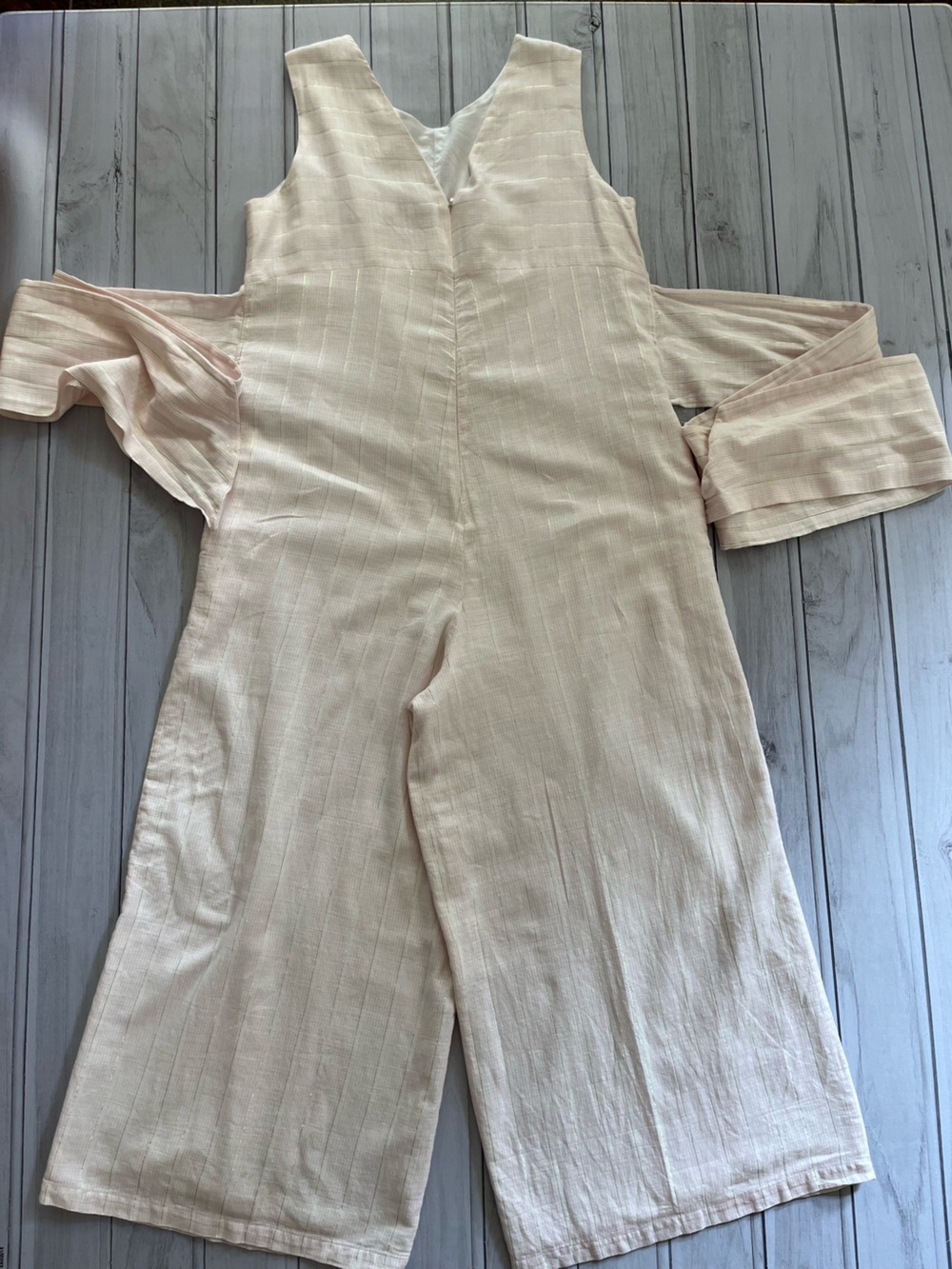 Vineyard Vines x Palm Beach Lately pink white stripe wide leg jumpsuit. 12 - Picture 6 of 15
